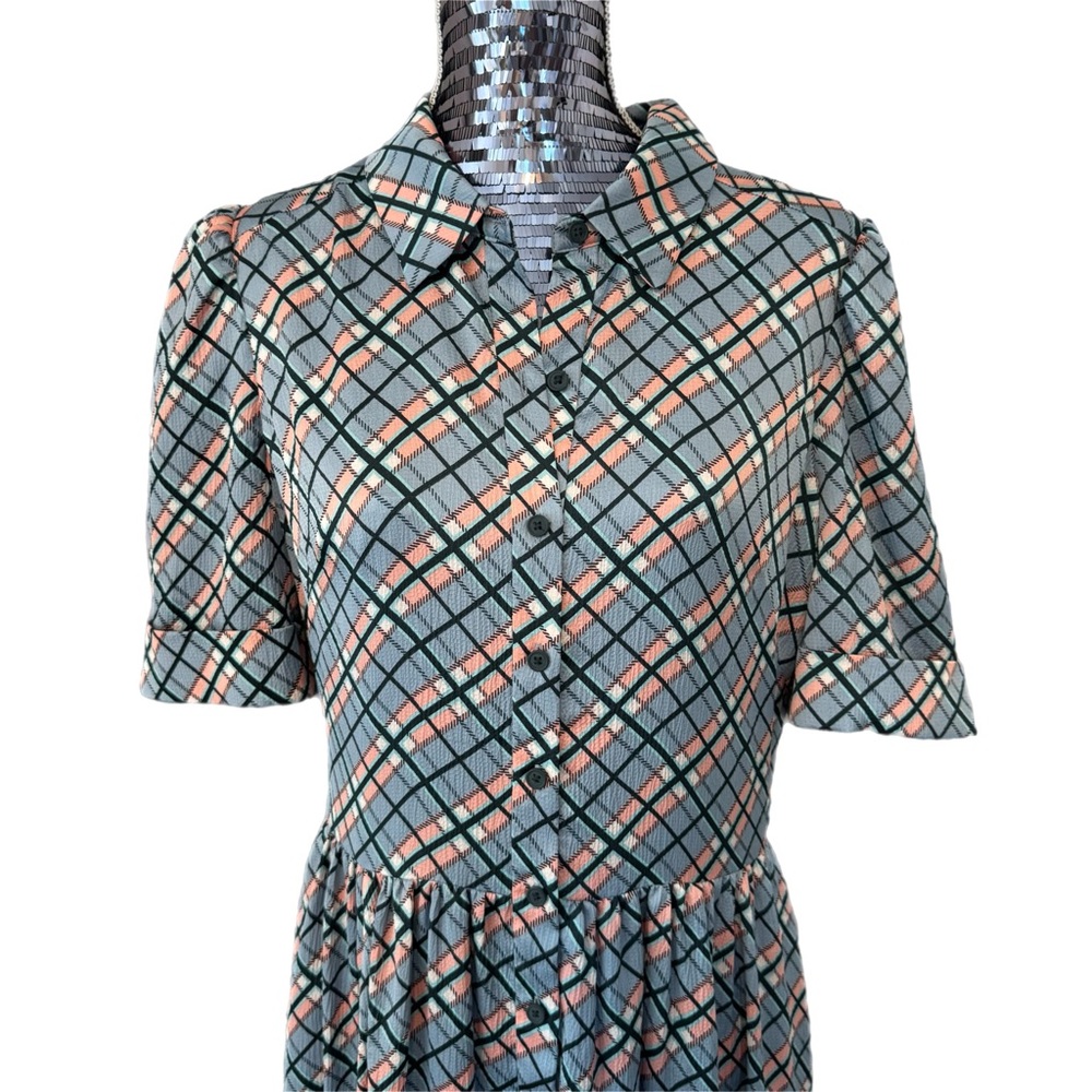 Gal Meets Glam Collection Colette Blue Plaid Button-Down Maxi Dress Size 12 - Picture 4 of 16